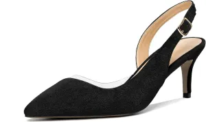 Joseywade Slingback Heels for Women Kitten Low Heel Pointed Toe Slingback Pumps Fashion Dress Shoes for Party Casual Office