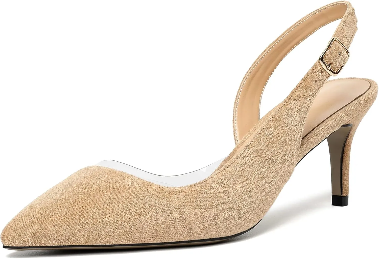 Joseywade Slingback Heels for Women Kitten Low Heel Pointed Toe Slingback Pumps Fashion Dress Shoes for Party Casual Office