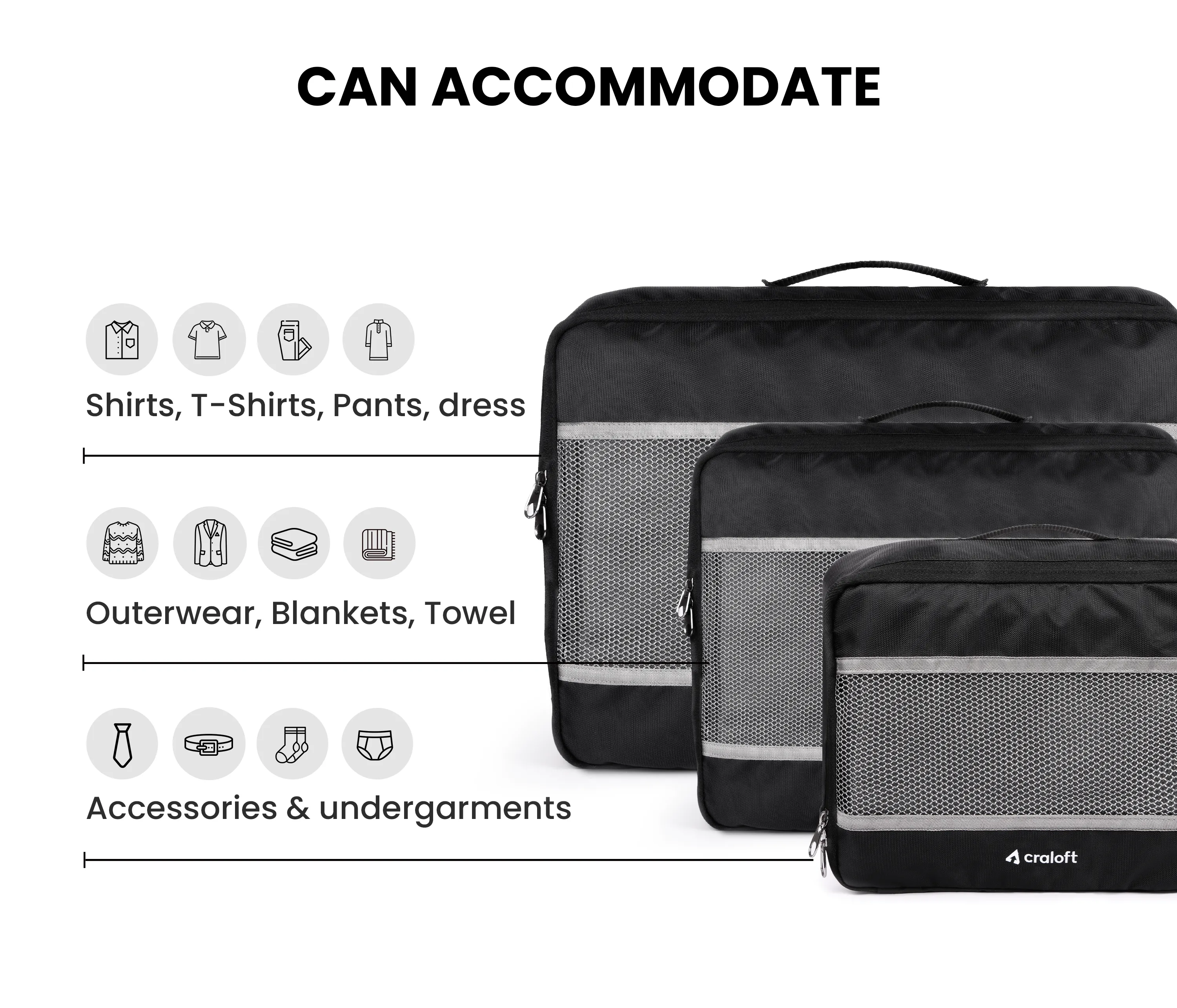 JourneyLuxe Packing Cubes Travel Organizer