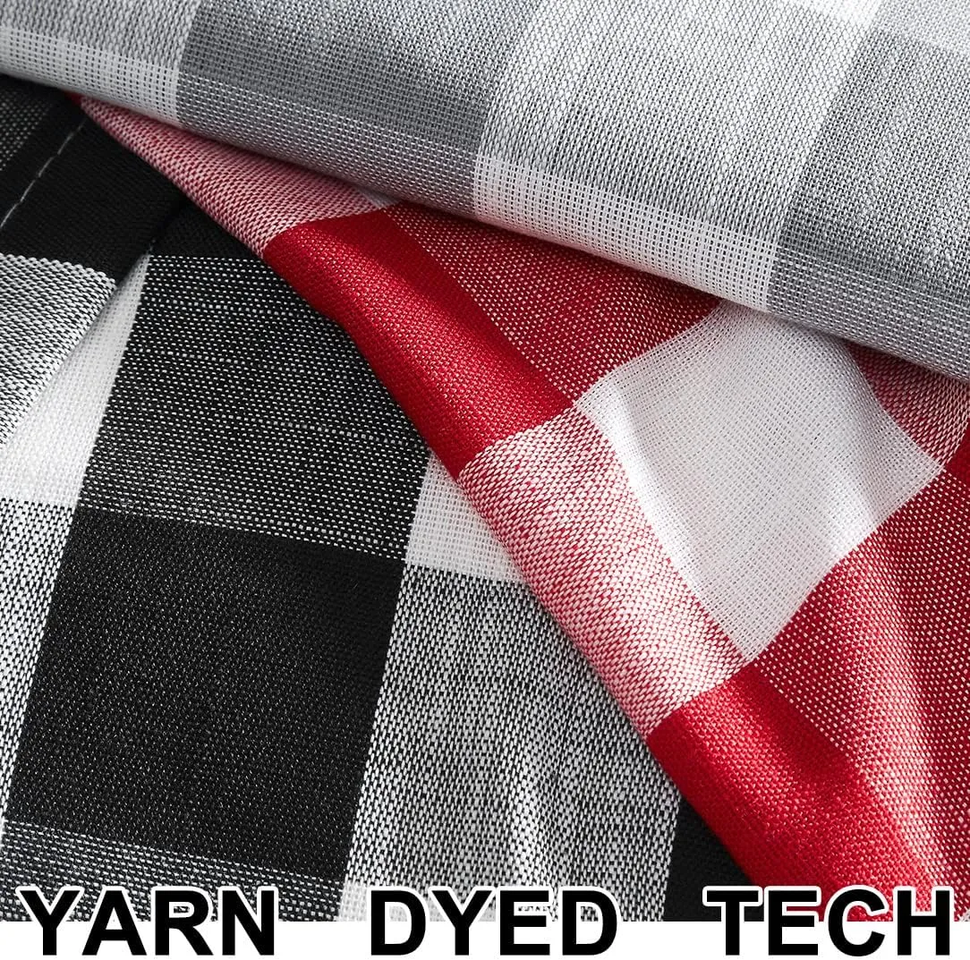 Jubilantex Buffalo Check Semi Sheer Curtain Panels Grey and White Gingham Curtains Farmhouse Style Grommet Top for Living Room Bedroom 52"x84",2 Pcs