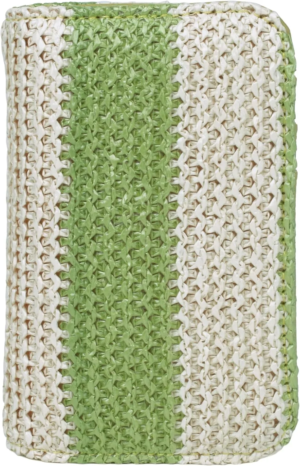 Julia Buxton Striped Straw Vegan Leather Snap Card Case