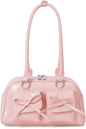 Juoxeepy Ita Bag Cute Bow Purse Aesthetic Japanese Shoulder Bag Faux Leather Tote Bag Y2k Red Handbag Purse