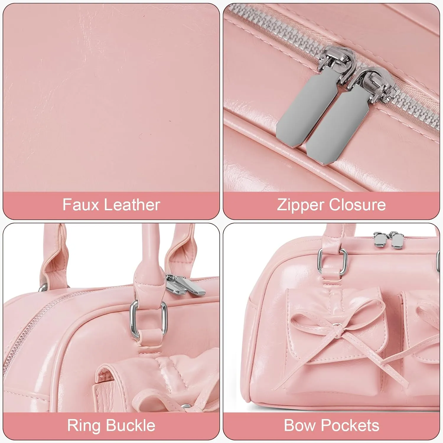 Juoxeepy Ita Bag Cute Bow Purse Aesthetic Japanese Shoulder Bag Faux Leather Tote Bag Y2k Red Handbag Purse