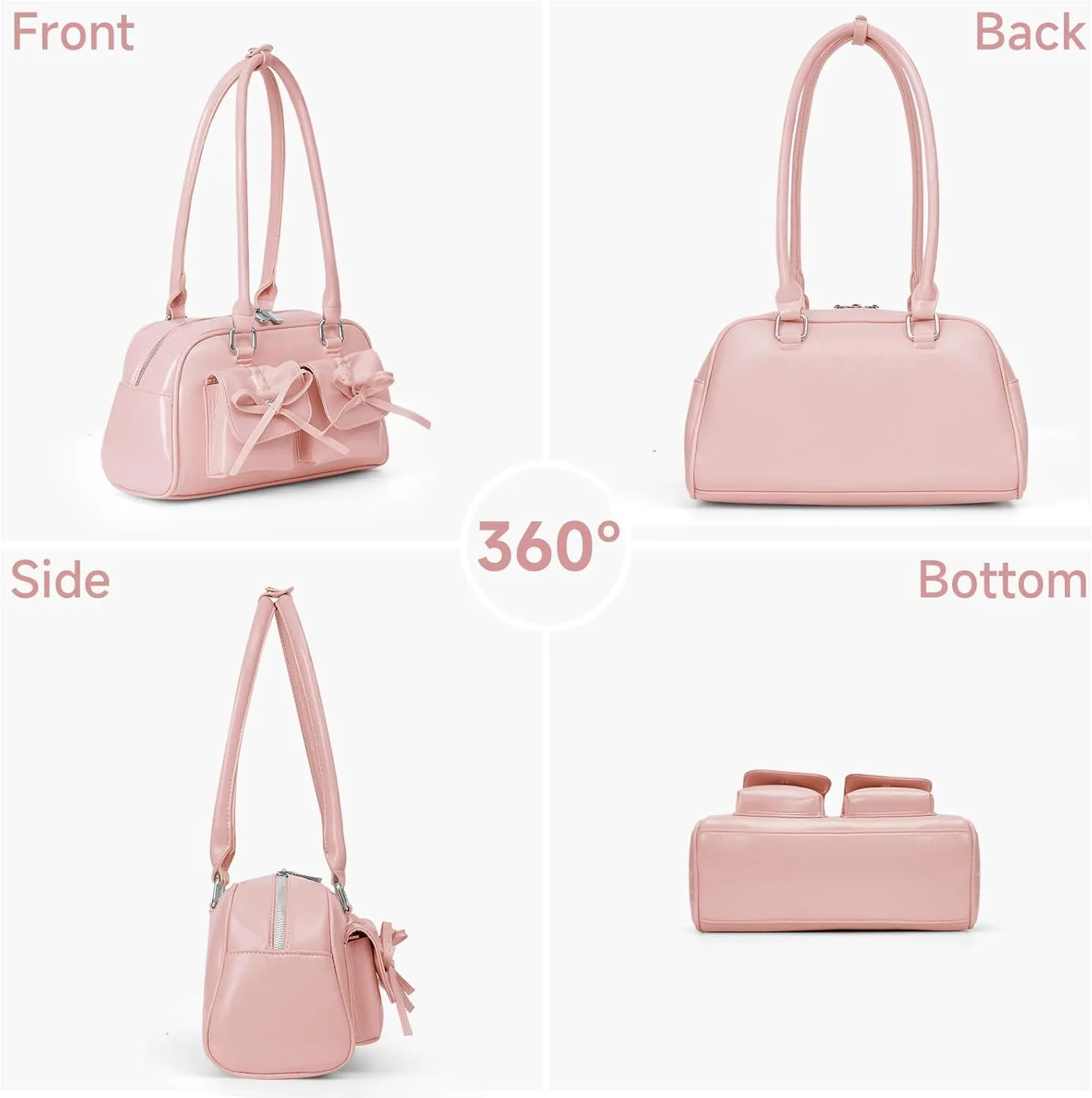 Juoxeepy Ita Bag Cute Bow Purse Aesthetic Japanese Shoulder Bag Faux Leather Tote Bag Y2k Red Handbag Purse