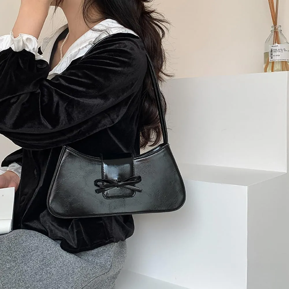 Juoxeepy Small Shoulder Bag - Cute Bow Purse for Women - Trendy Y2K Clutch Handbag