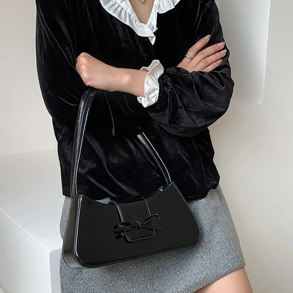 Juoxeepy Small Shoulder Bag - Cute Bow Purse for Women - Trendy Y2K Clutch Handbag