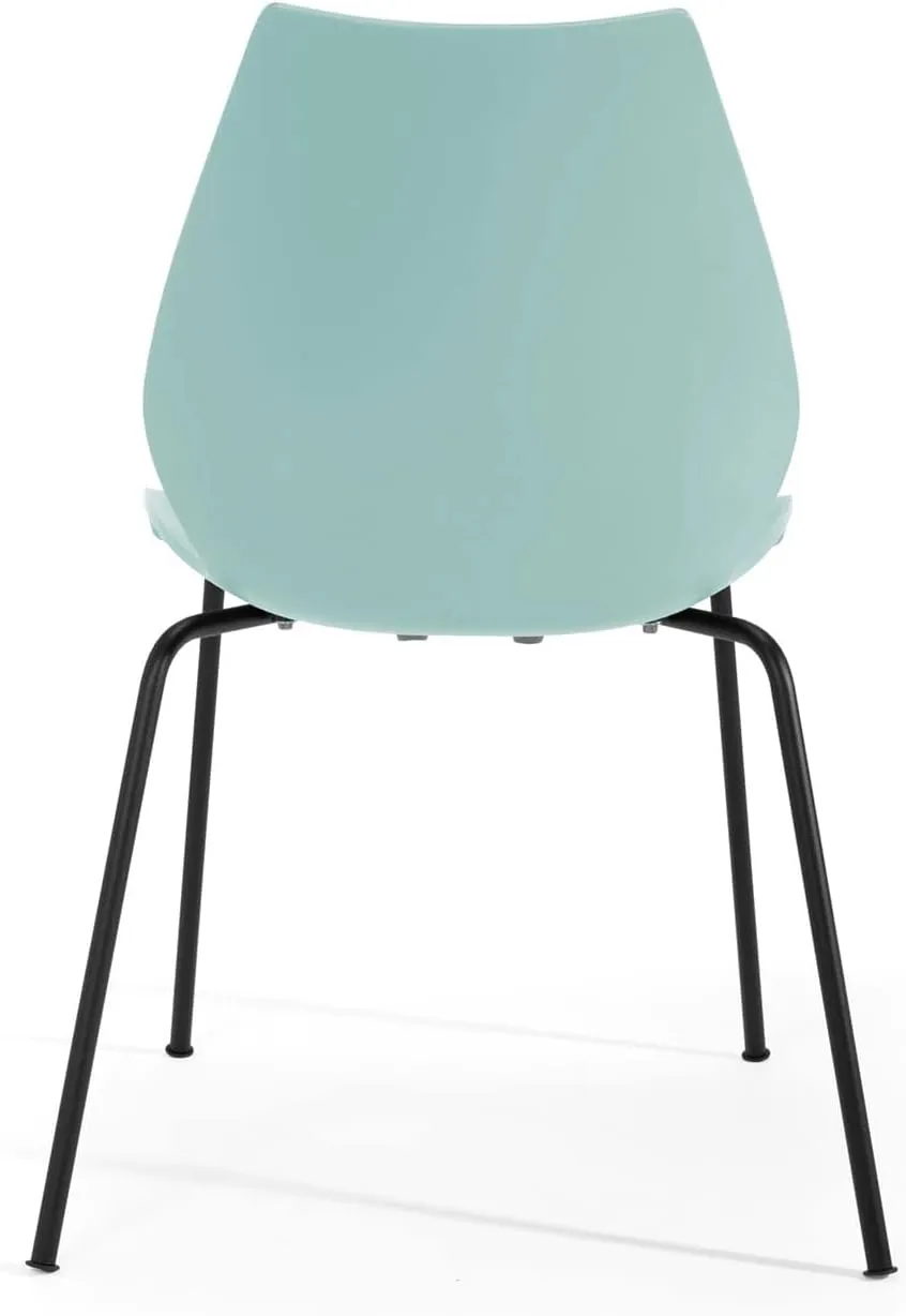 Kartell SFCH-KN2870-8M Dining Chair, Maui (Black Frame), W21.7 inches (55 cm), D20.5 inches (55 cm), H30.3 inches (77 cm), SH17.7 inches (45 cm), Pale Blue