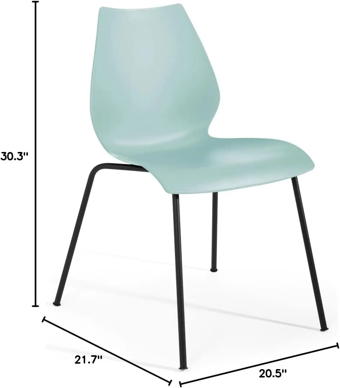 Kartell SFCH-KN2870-8M Dining Chair, Maui (Black Frame), W21.7 inches (55 cm), D20.5 inches (55 cm), H30.3 inches (77 cm), SH17.7 inches (45 cm), Pale Blue