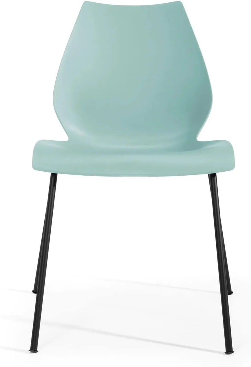 Kartell SFCH-KN2870-8M Dining Chair, Maui (Black Frame), W21.7 inches (55 cm), D20.5 inches (55 cm), H30.3 inches (77 cm), SH17.7 inches (45 cm), Pale Blue