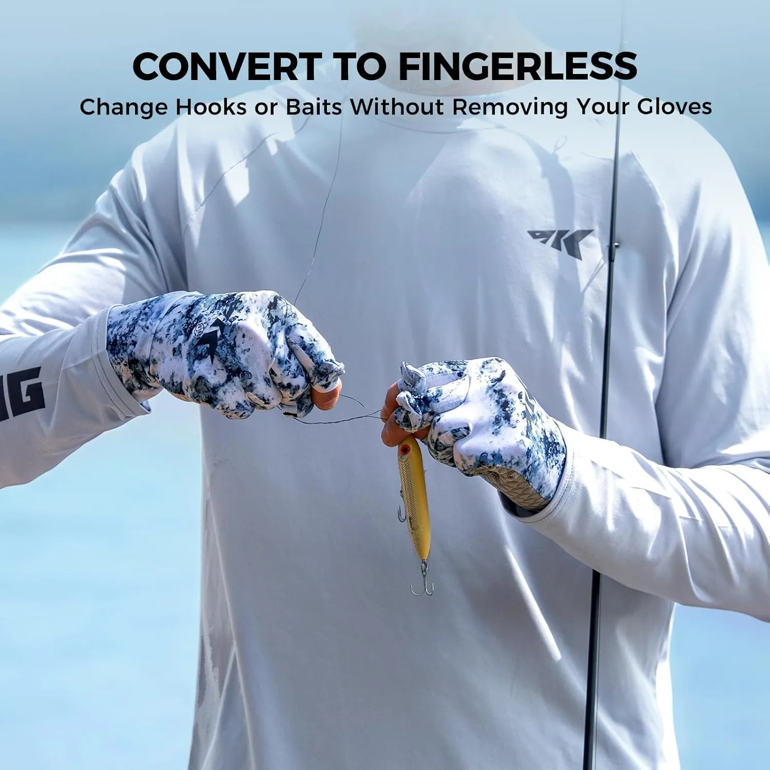 KastKing La Sal Pro Full Finger Fishing Gloves, UPF 50  Sun Protection Gloves with Convertible Design, Ultralight Microfiber, Ultra-Soft Comfort, FrostWeave Cooling, Enhanced Grip, Four Sizes Options