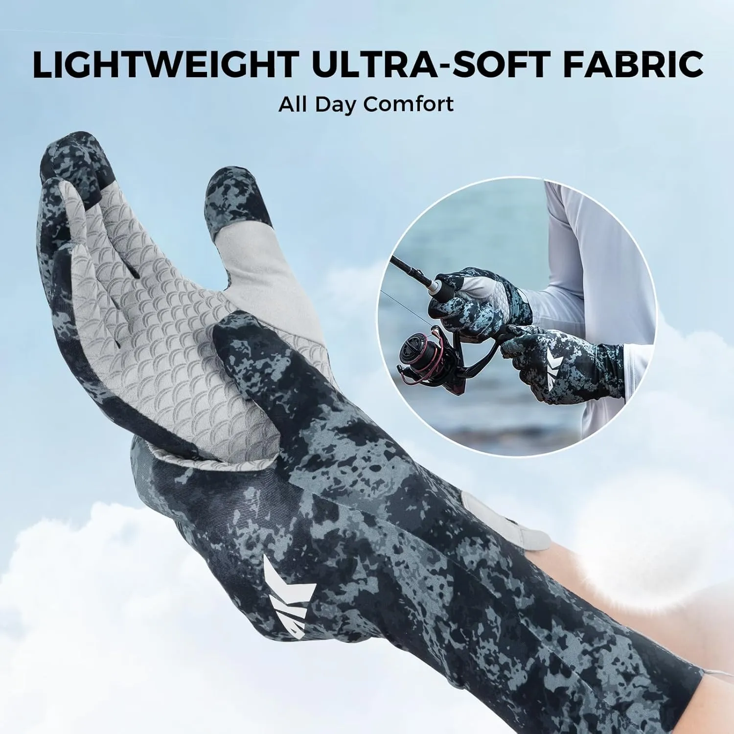 KastKing La Sal Pro Full Finger Fishing Gloves, UPF 50  Sun Protection Gloves with Convertible Design, Ultralight Microfiber, Ultra-Soft Comfort, FrostWeave Cooling, Enhanced Grip, Four Sizes Options
