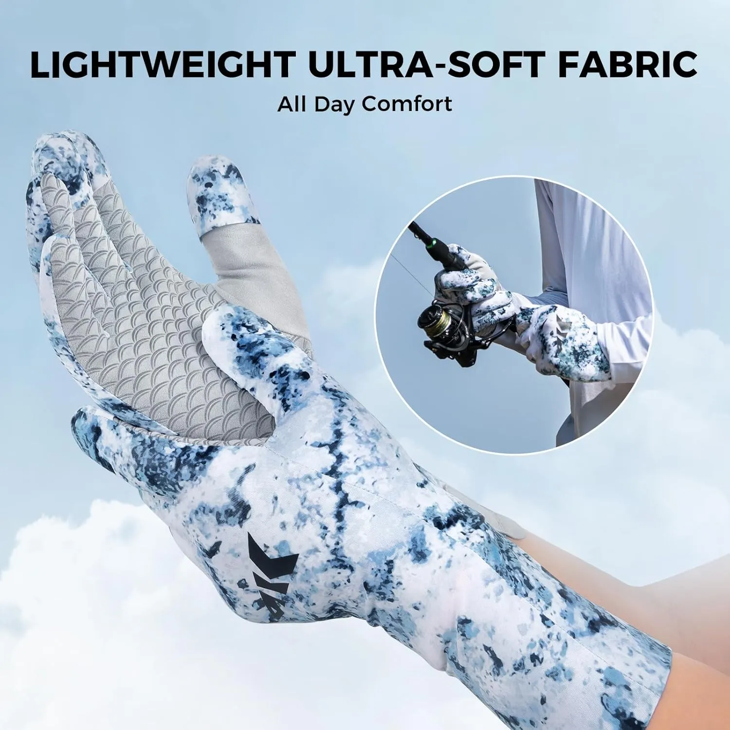 KastKing La Sal Pro Full Finger Fishing Gloves, UPF 50  Sun Protection Gloves with Convertible Design, Ultralight Microfiber, Ultra-Soft Comfort, FrostWeave Cooling, Enhanced Grip, Four Sizes Options