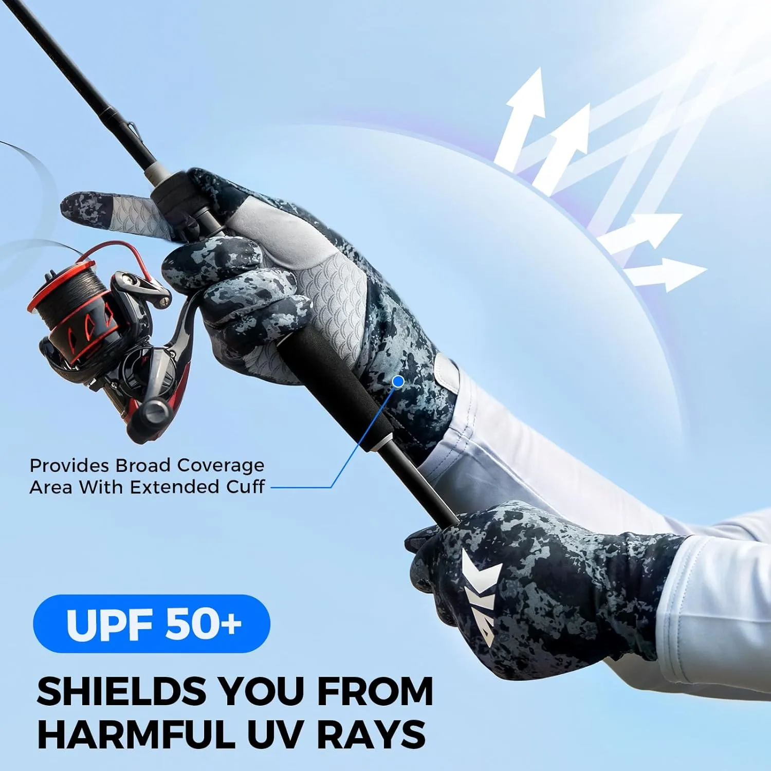 KastKing La Sal Pro Full Finger Fishing Gloves, UPF 50  Sun Protection Gloves with Convertible Design, Ultralight Microfiber, Ultra-Soft Comfort, FrostWeave Cooling, Enhanced Grip, Four Sizes Options