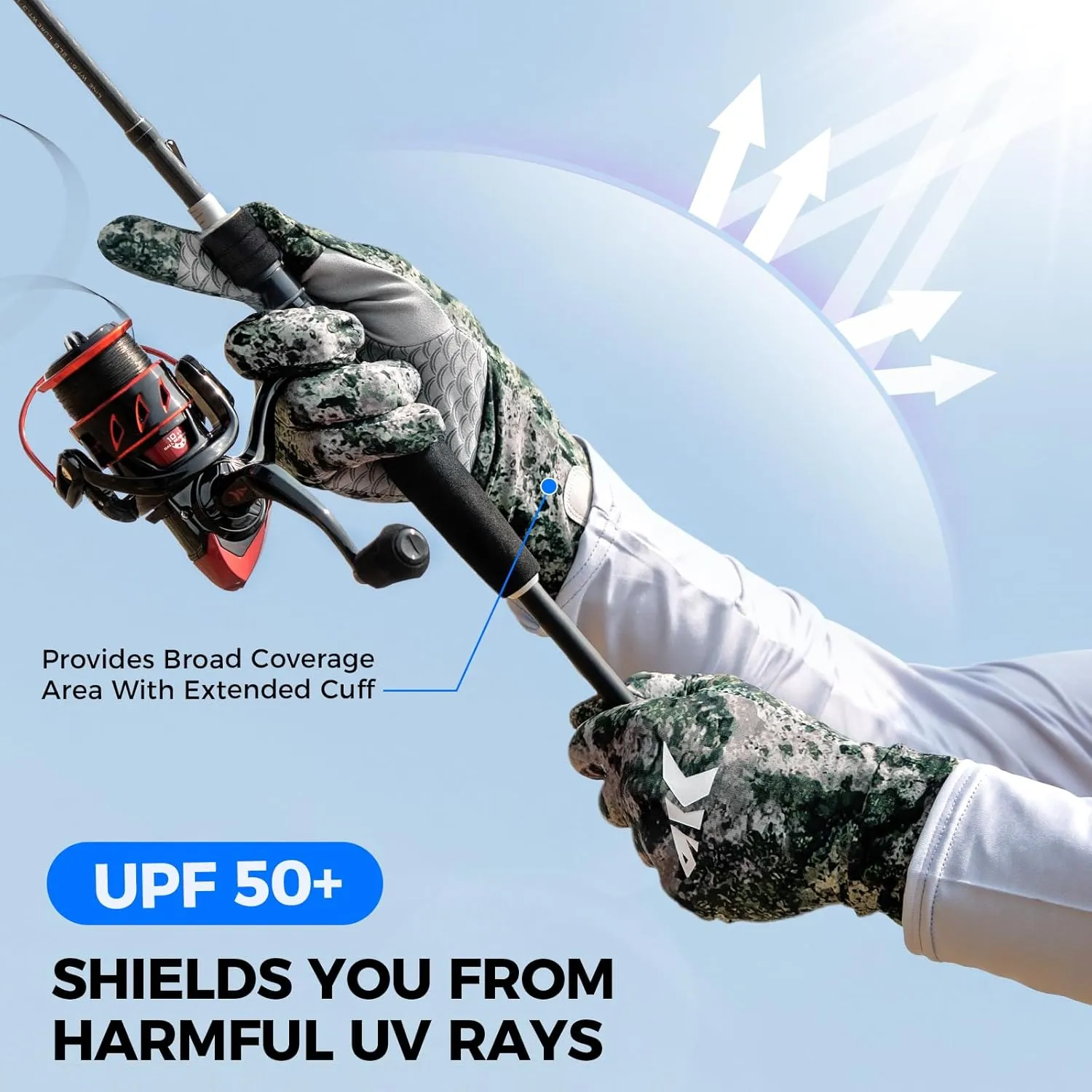 KastKing La Sal Pro Full Finger Fishing Gloves, UPF 50  Sun Protection Gloves with Convertible Design, Ultralight Microfiber, Ultra-Soft Comfort, FrostWeave Cooling, Enhanced Grip, Four Sizes Options