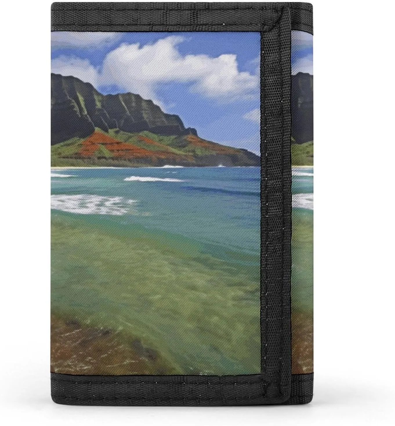 Kauai Hawaii Seashore Travel Wallet Sleek ID Card Holder Slim Security Three Fold Purse for Men And Women
