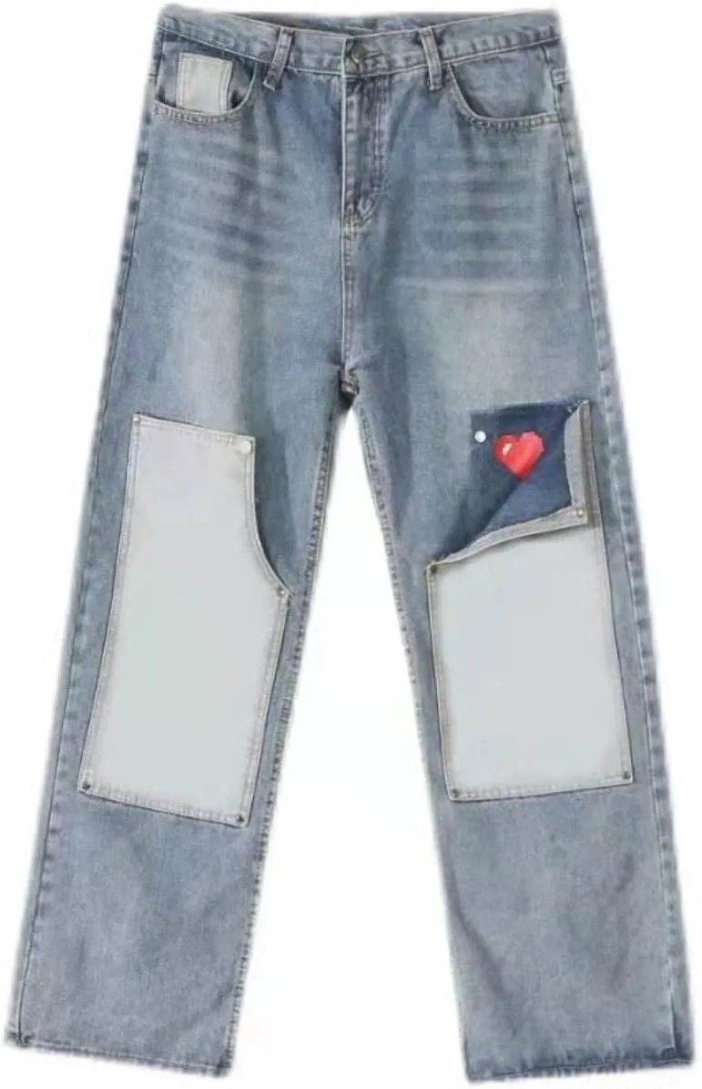 KCLOT Men's Relaxed Fit Hip Hop Straight Jeans Wide Leg Denim Pants 90's Style