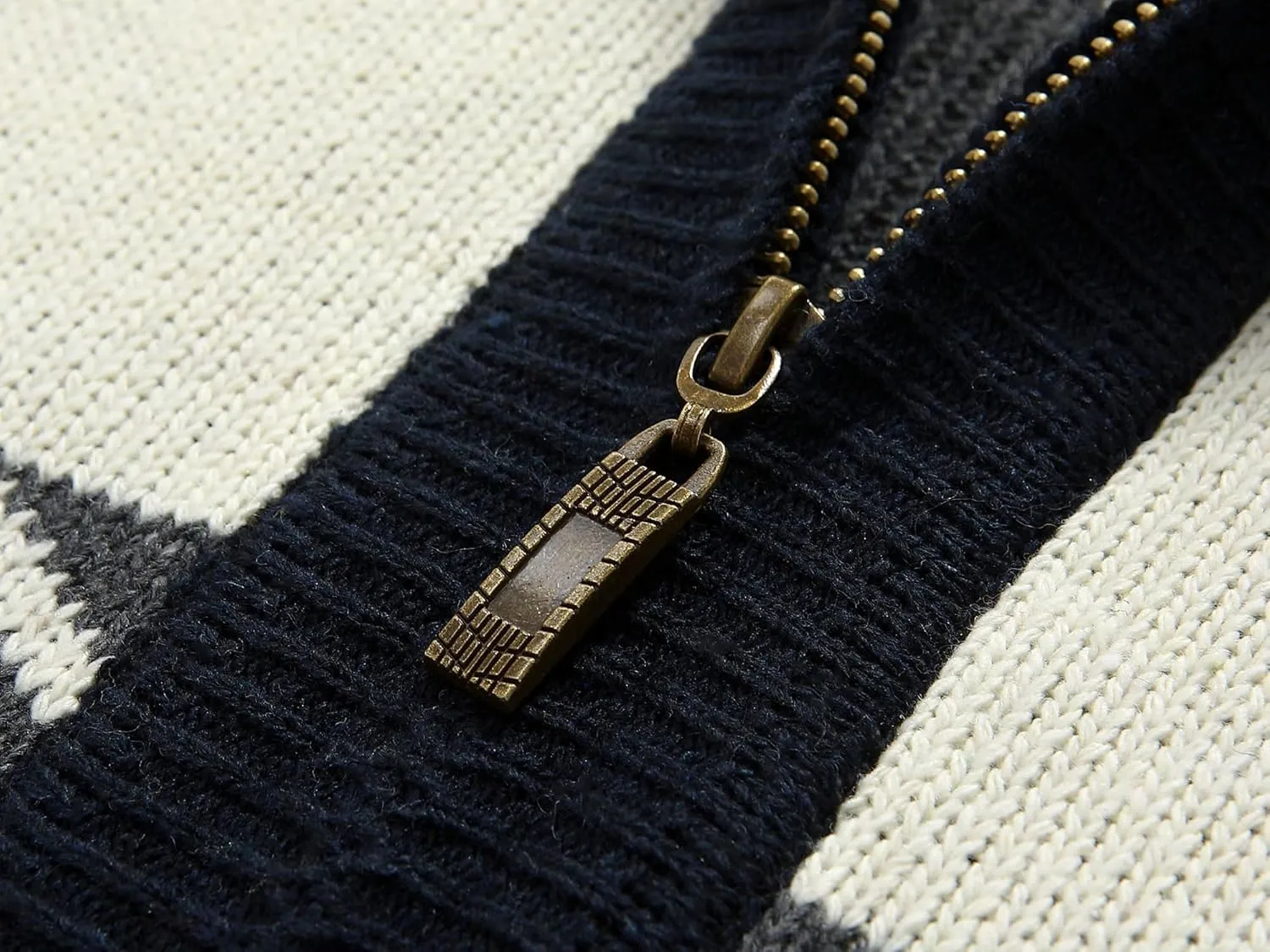 Kedera Men's Cardigan Sweaters Stand Collar Cable Thick Knitted Full Zip Sweater with Pattern
