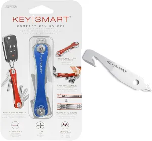 KeySmart - Compact Key Holder and Keychain Organizer (up to 14 Keys, Blue) Bundle with KeySmart MultiTool - 5-in-1 Multi-Purpose Keychain Tool with Box Cutter, Ruler, Pry Bar, Phillips and Flat Head S