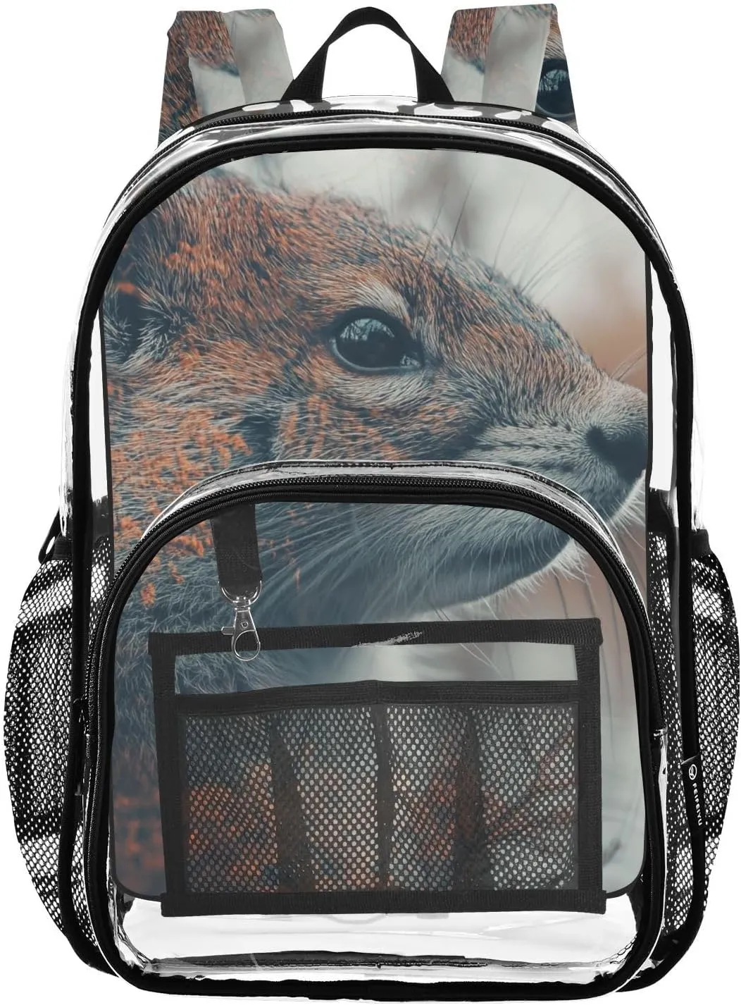 Kids PVC Clear Backpack Pika Double Exposure Heavy Duty Multi-pockets Large Capacity Transparent See Through Bookbag for School Travel Sport Work