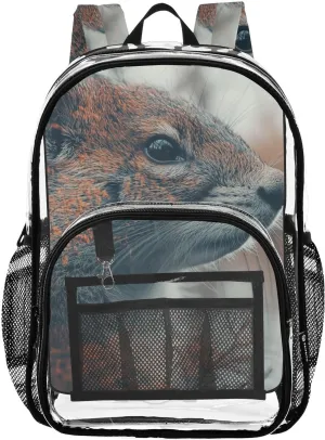 Kids PVC Clear Backpack Pika Double Exposure Heavy Duty Multi-pockets Large Capacity Transparent See Through Bookbag for School Travel Sport Work