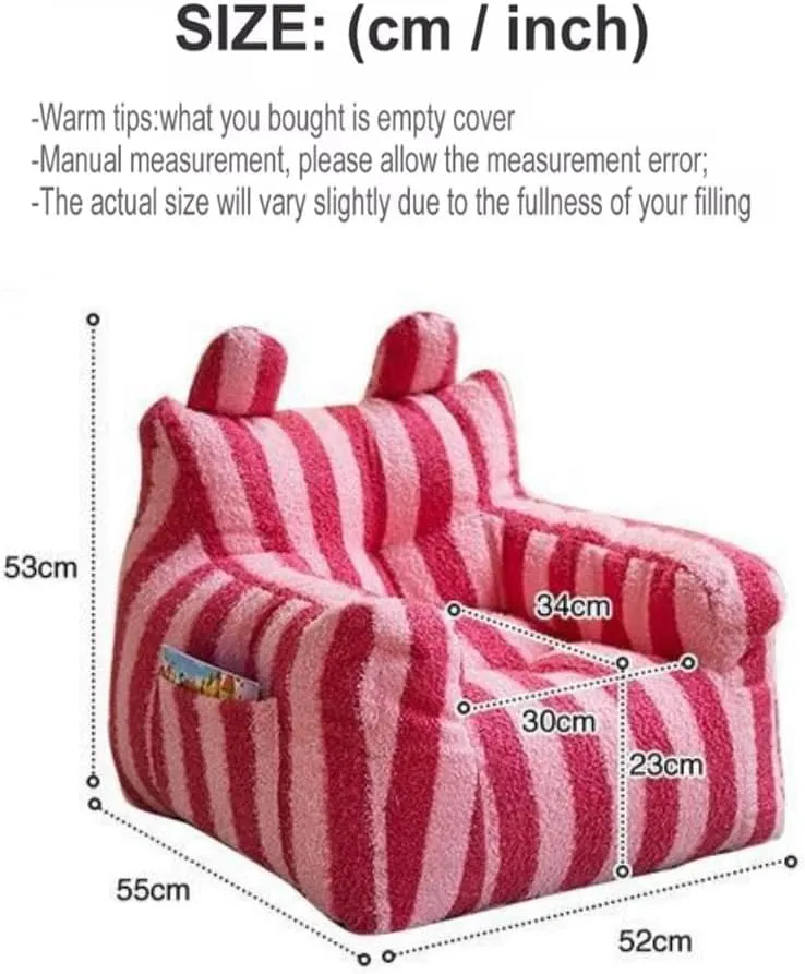 Kids Sofa Children's Adult Bean Bag Chair Lightweight Children Sofa Chair ReadingKids Read Sofa for Girl Or Boy(No Fillers)(Red Stripe,Kid)