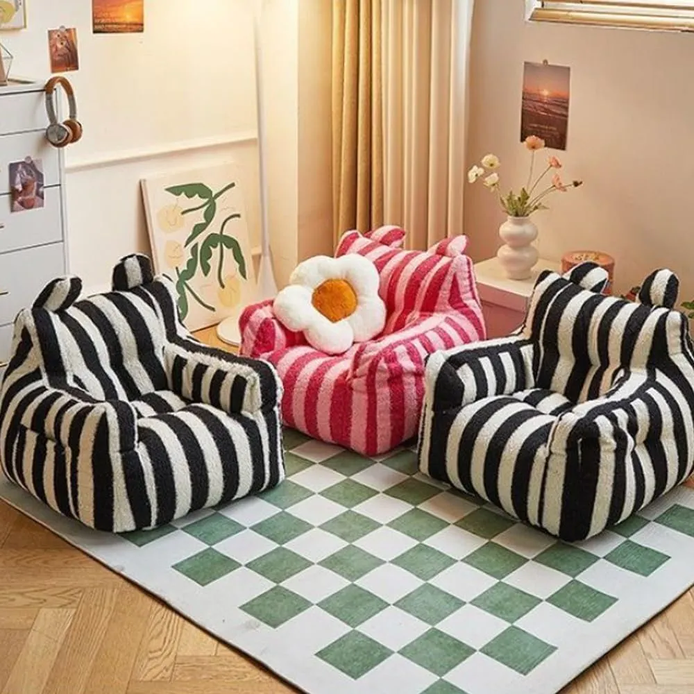 Kids Sofa Children's Adult Bean Bag Chair Lightweight Children Sofa Chair ReadingKids Read Sofa for Girl Or Boy(No Fillers)(Red Stripe,Kid)