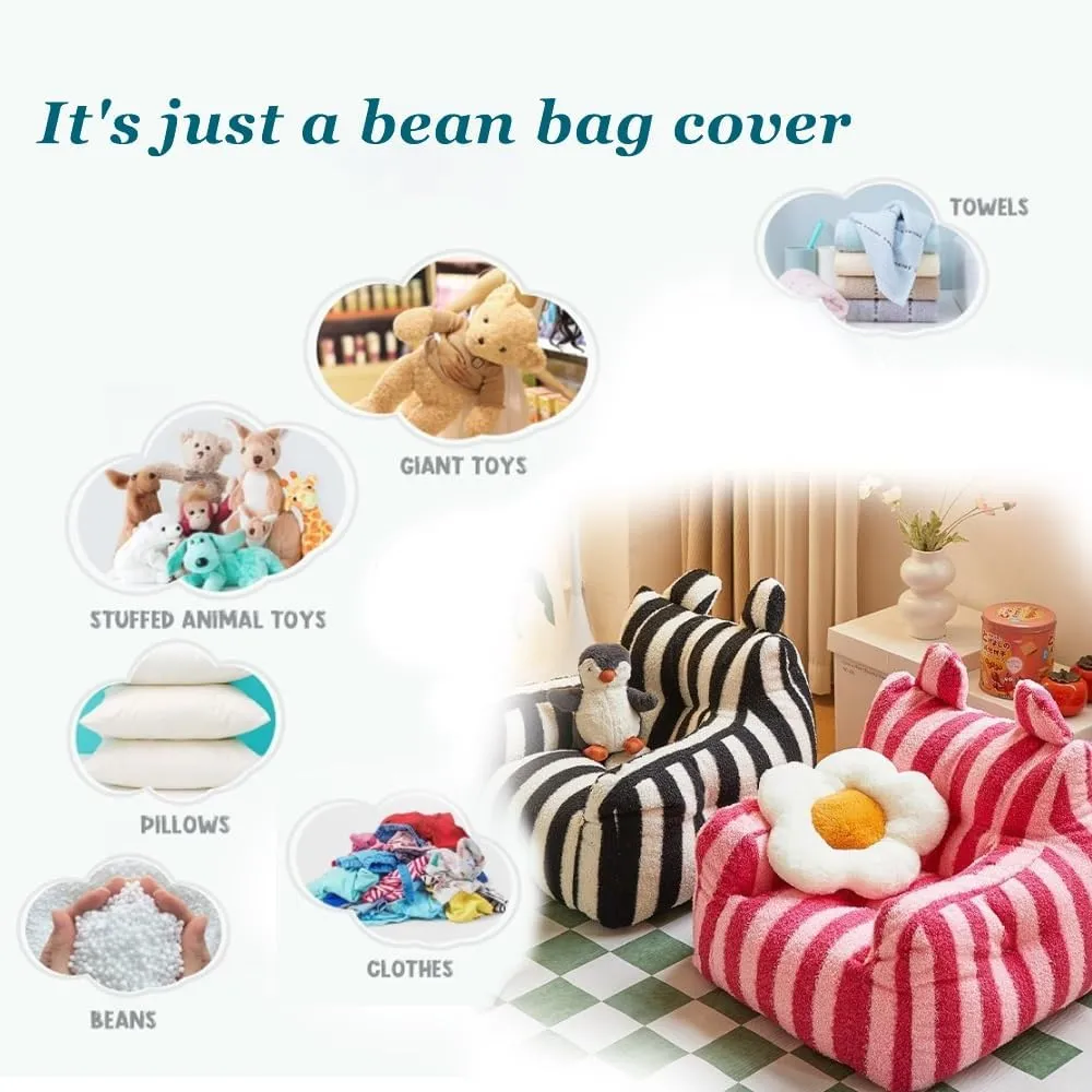 Kids Sofa Children's Adult Bean Bag Chair Lightweight Children Sofa Chair ReadingKids Read Sofa for Girl Or Boy(No Fillers)(Red Stripe,Kid)