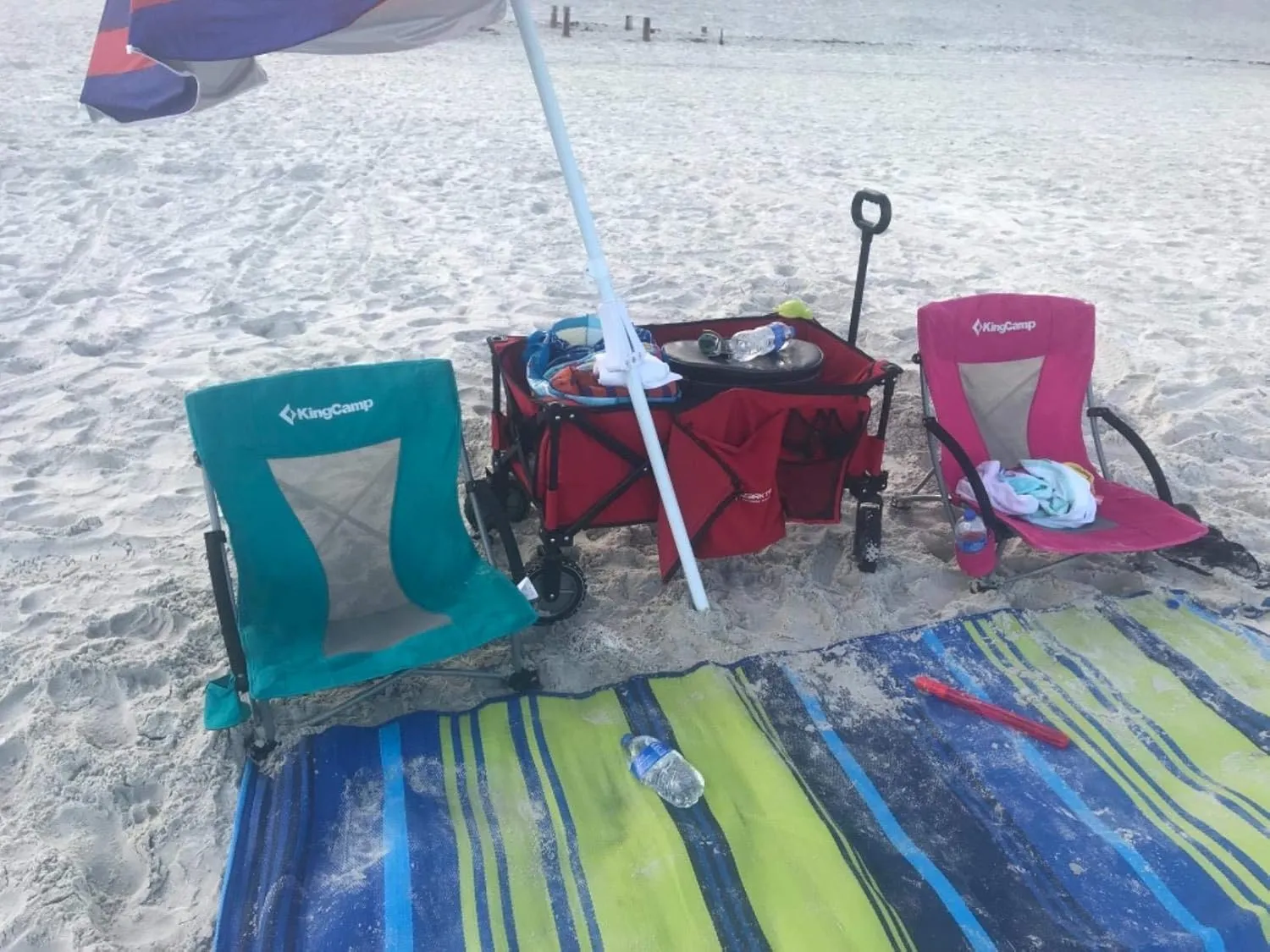 KingCamp Low Folding Beach Chair - Portable & Heavy Duty Beach Gear with 300lbs Capacity, Low Seat Design, Lightweight Camping Chair for Adults, Beach, Picnic, Concert & Outdoor Activities