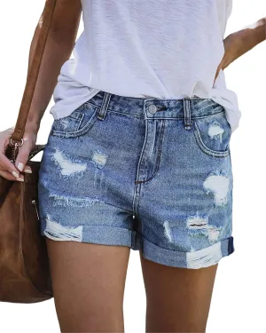 KISSMODA Women's Casual Denim Shorts Summer Jeans Stretchy Hot Short Pants