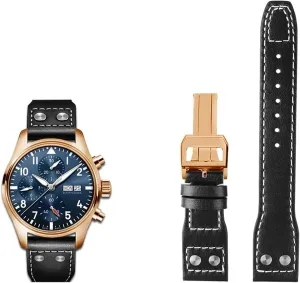 KLVN 20 21 22mm Genuine Leather Rivets Watchband Fit For IWC Big Pilot Spitfire Brown Black Blue Cowhide Watch Strap