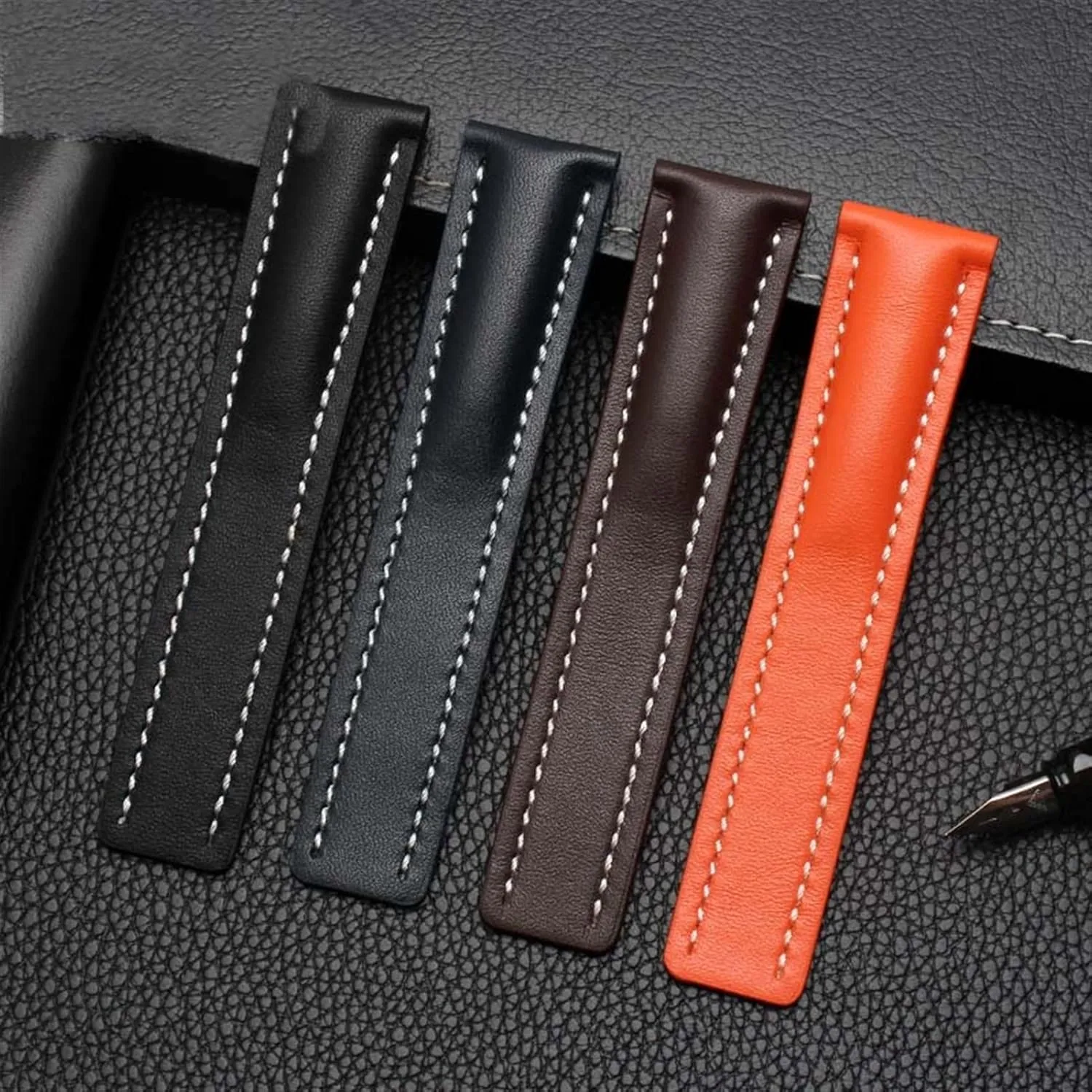 KLVN Genuine Leather Strap For Breitling watch Band cow leather bracelet with Deployment buckle 22mm 24mm WatchBands
