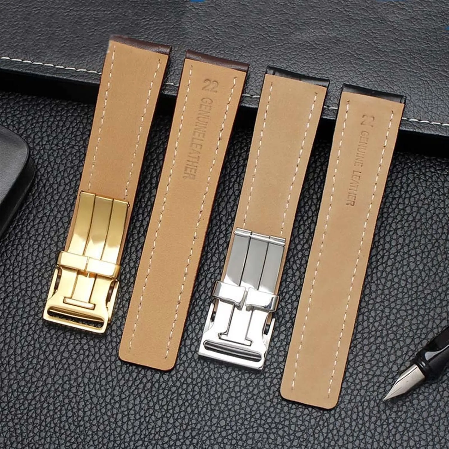 KLVN Genuine Leather Strap For Breitling watch Band cow leather bracelet with Deployment buckle 22mm 24mm WatchBands