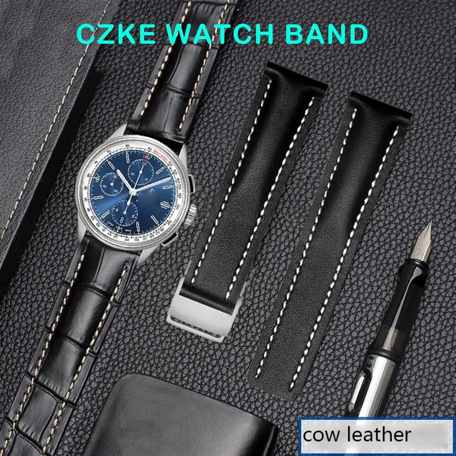 KLVN Genuine Leather Strap For Breitling watch Band cow leather bracelet with Deployment buckle 22mm 24mm WatchBands