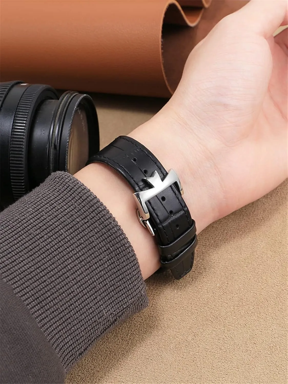 KLVN Genuine Leather Watchband For Vacheron Constantin OVERSEAS Series 4500V 5500V P47040 Stainless Steel Buckle 25 * 8 mm Men Watch Strap