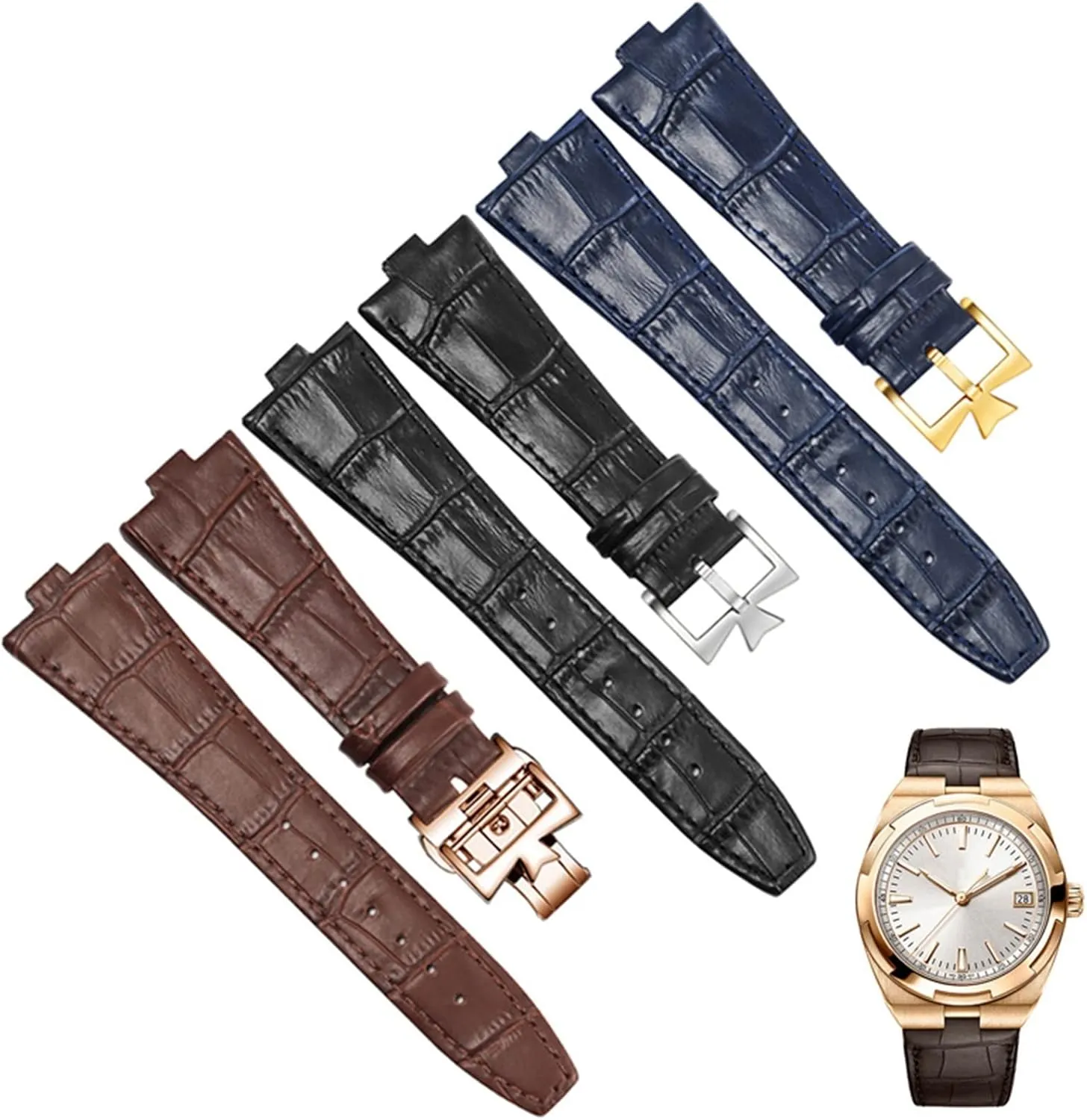 KLVN Genuine Leather Watchband For Vacheron Constantin OVERSEAS Series 4500V 5500V P47040 Stainless Steel Buckle 25 * 8 mm Men Watch Strap