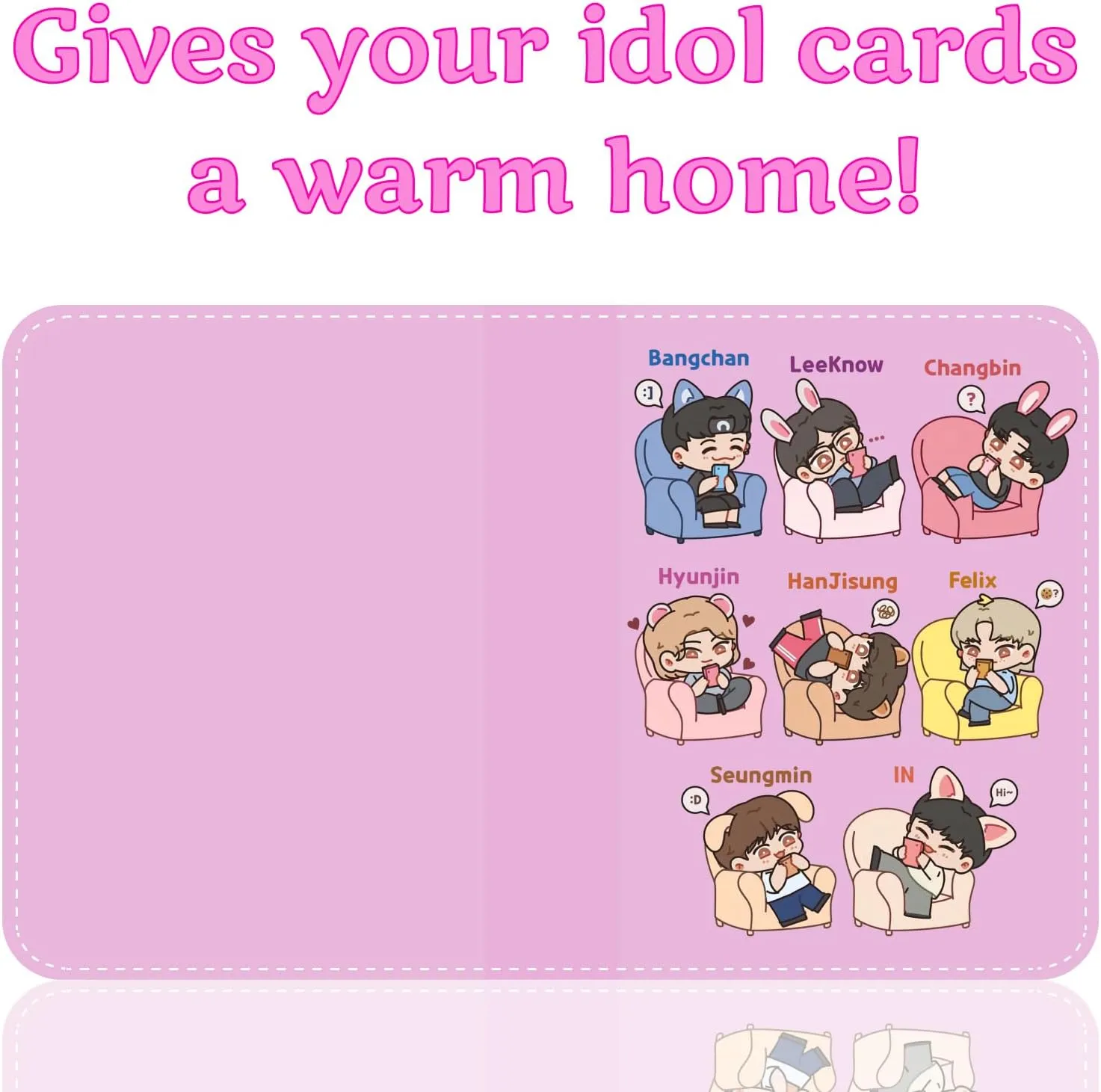 Korean Pop SKZOO Stray Kids Trading PhotoCard Binder Albums Storage 400 - Cute Cartoon Photocard Holder Book with Sleeves, Christmas Gifts for Children, Photo Protect - Lomo Card (Pink)