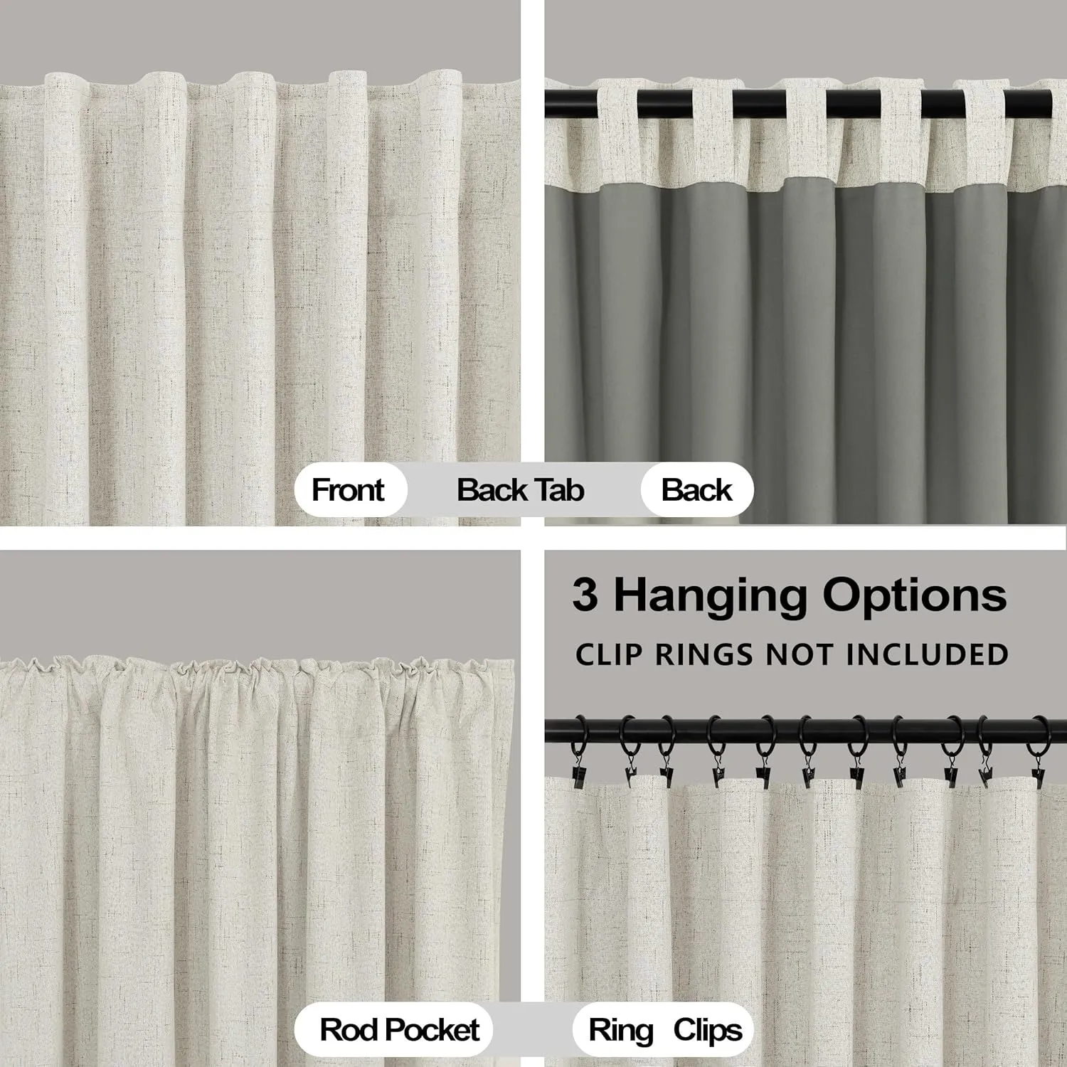 KOUFALL Blackout Curtains 84 Inch Length 2 Panels Set for Bedroom,Cream Thermal Back Tab Linen Textured Farmhouse Curtains for Living Room 84 Inches Long