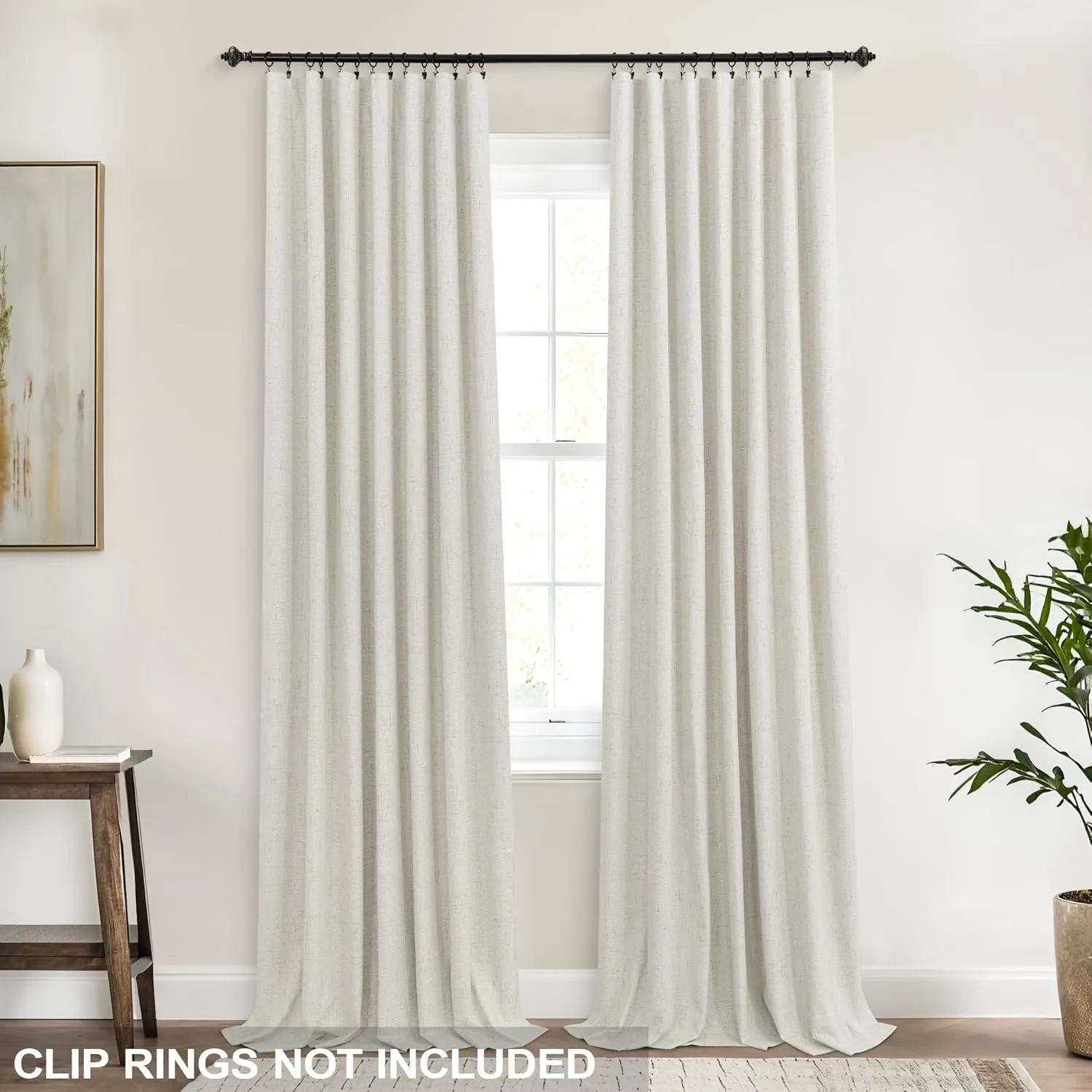 KOUFALL Blackout Curtains 84 Inch Length 2 Panels Set for Bedroom,Cream Thermal Back Tab Linen Textured Farmhouse Curtains for Living Room 84 Inches Long