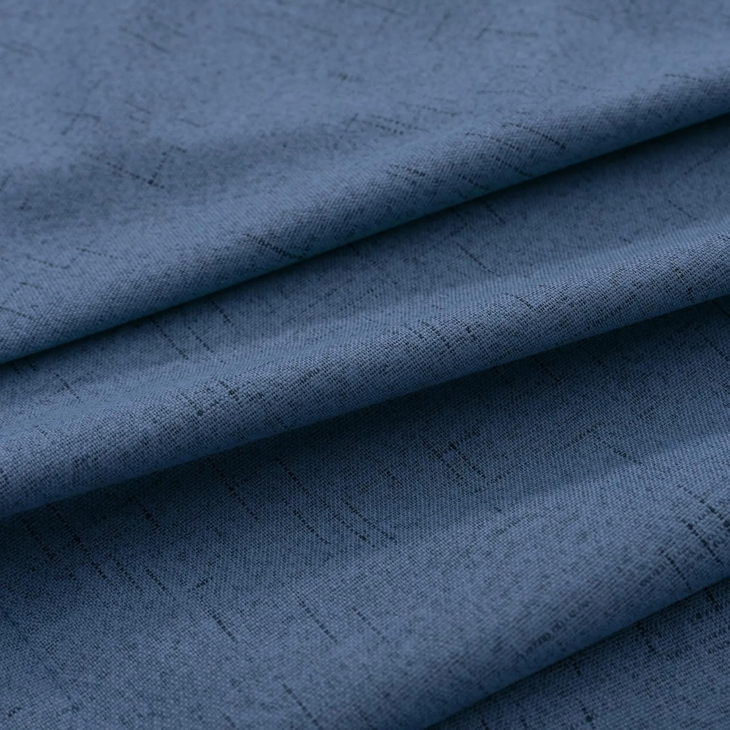KOUFALL Denim Blue Back Tab Linen Blackout Curtains for Living Room 52 by 96 Inch Length
