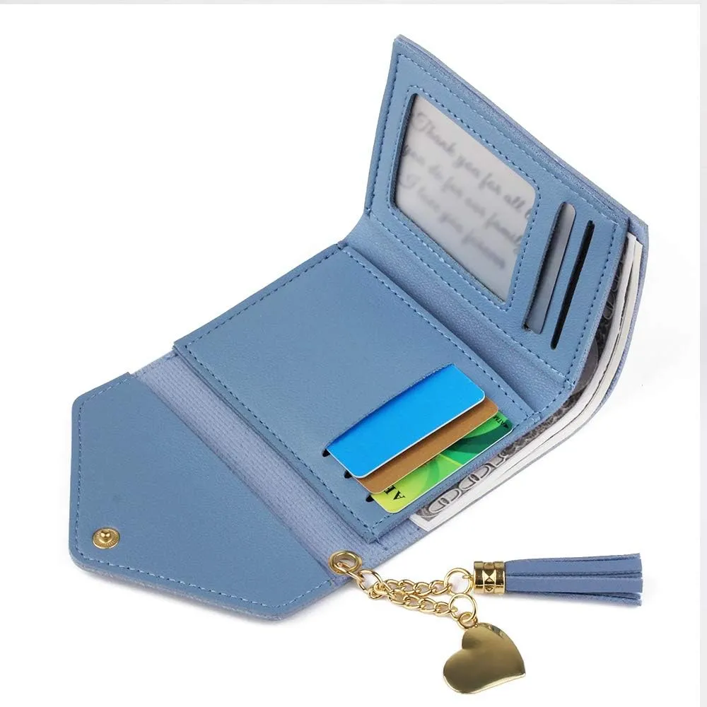 kullder Womens Custom Wallets Girls Ladies Persoanlized Small Leather Trifold Purse with ID Window at Birthday, Anniversary, Graduation
