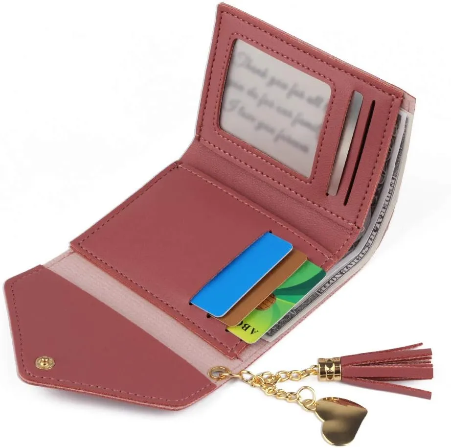kullder Womens Custom Wallets Girls Ladies Persoanlized Small Leather Trifold Purse with ID Window at Birthday, Anniversary, Graduation