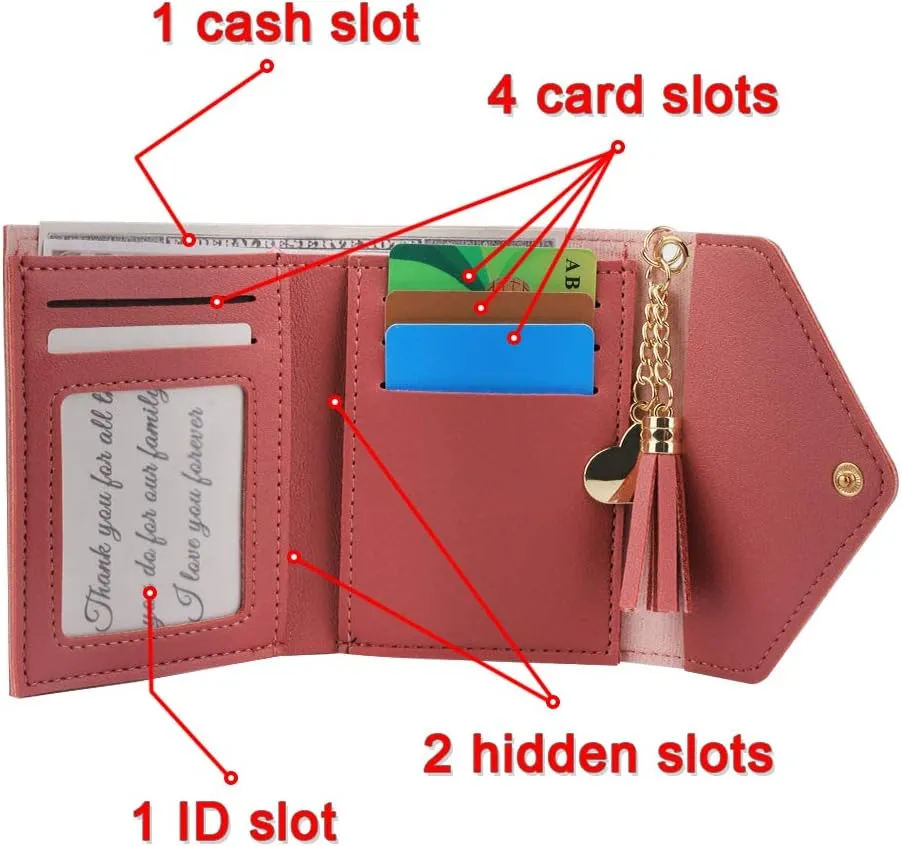 kullder Womens Custom Wallets Girls Ladies Persoanlized Small Leather Trifold Purse with ID Window at Birthday, Anniversary, Graduation