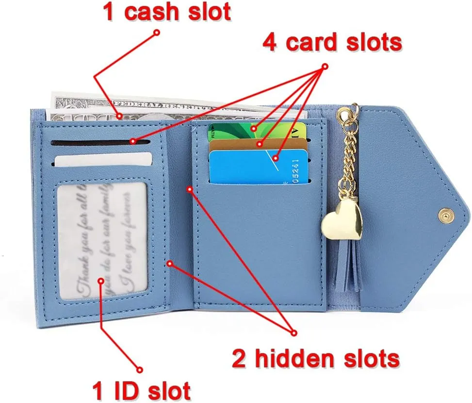 kullder Womens Custom Wallets Girls Ladies Persoanlized Small Leather Trifold Purse with ID Window at Birthday, Anniversary, Graduation