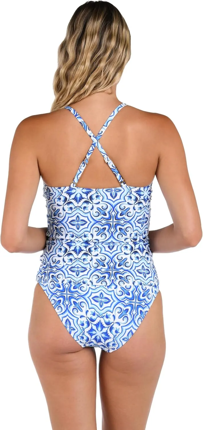 La Blanca Women's High Neck Keyhole Tankini Swimsuit Top