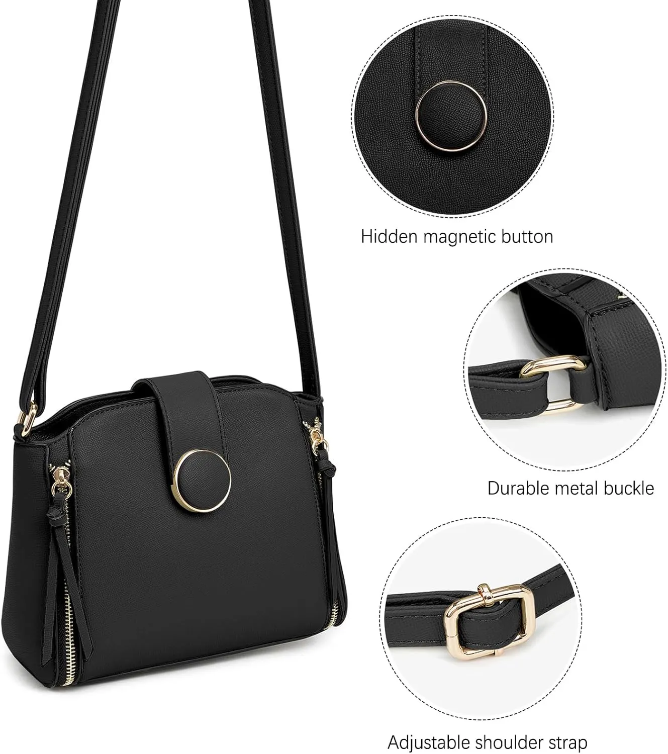 LA TERRE Lightweight Medium Crossbody Bag, Crossbody Purse Shoulder Bag for Women with Adjustable Strap
