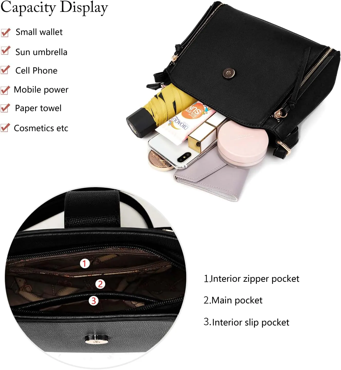 LA TERRE Lightweight Medium Crossbody Bag, Crossbody Purse Shoulder Bag for Women with Adjustable Strap