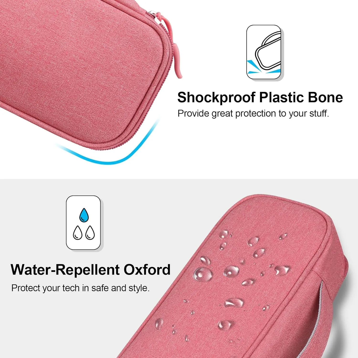 Lacdo Electronic Organizer Travel Cable Organizer Bag Pouch Tech Electronic Accessories Carry Case Portable Double Layers Charger Case for Cable, Cords, Charger, Earphone, Power Bank, Pink