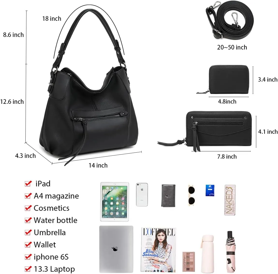 lapsting Hobo Bags for Women Handbags Purse Ladies Boho Shoulder Bag Crossbody Purses Faux Leather