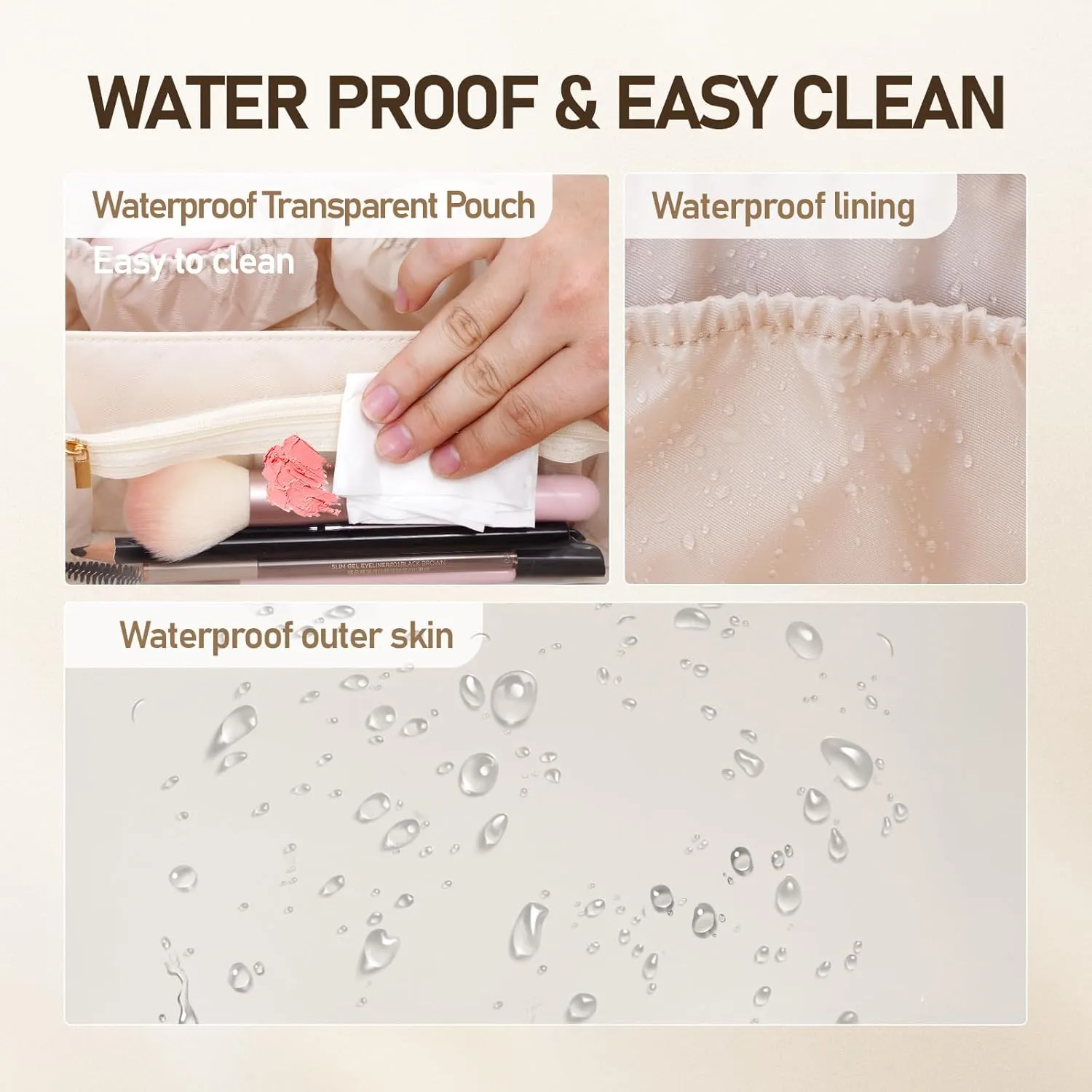 Large Capacity Cosmetic Bag for Women, Waterproof PU Leather Makeup Bag for Travel,Toiletry Bag Make up Organizer with Divider and Handle (White)