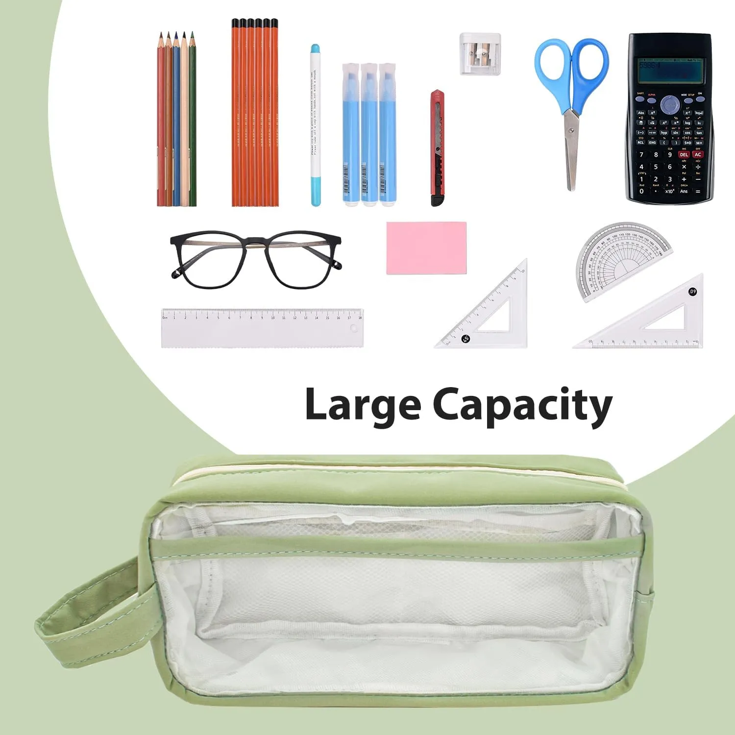 Large Capacity Pen Bag, Organizer, Multiple Compartments, Water Resistant, for Office, Travel, Arts and Crafts (DARK BLUE)